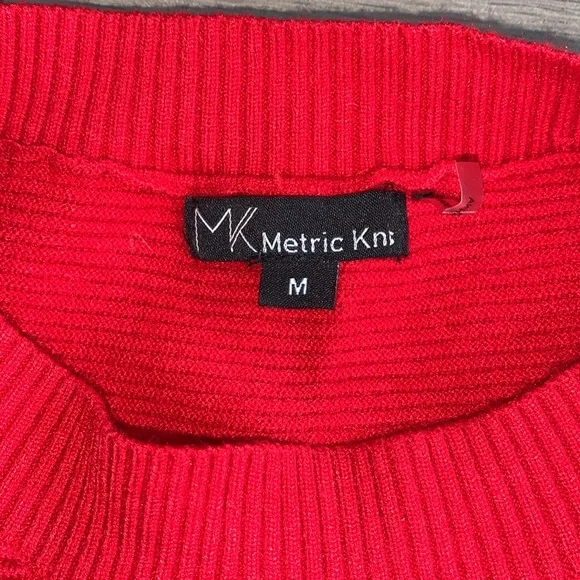 Red Ribbed Sweater Medium - Picture 2 of 5